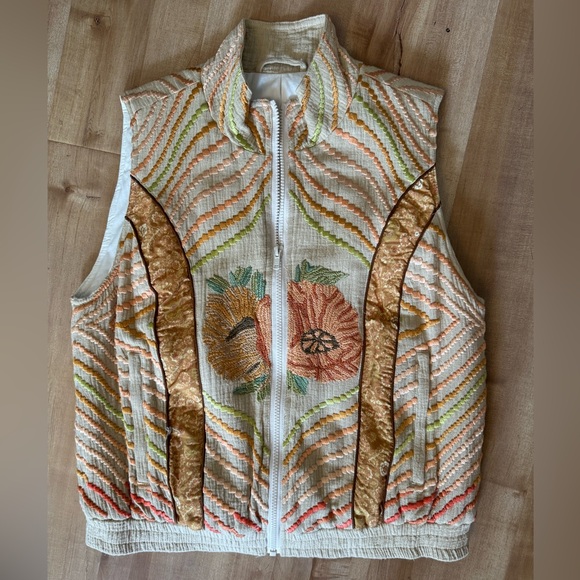 Free People Colorful Floral Embroidered Vest